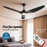 Devanti 64 Inch Ceiling Fan DC Motor w/Light w/Remote - Black - Top-Down View