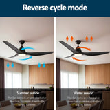 Devanti 64 Inch Ceiling Fan DC Motor w/Light w/Remote - Black - Rear View