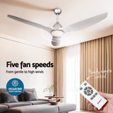 Devanti 64 Inch Ceiling Fan DC Motor w/Light w/Remote - Silver - Top-Down View