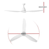 Devanti 64'' Ceiling Fan DC Motor w/Light w/Remote - White - Front View
