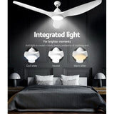 Devanti 64'' Ceiling Fan DC Motor w/Light w/Remote - White - Top-Down View
