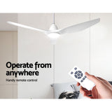 Devanti 64'' Ceiling Fan DC Motor w/Light w/Remote - White - 45-Degree Angle