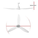 Devanti 64'' Ceiling Fan DC Motor w/Light w/Remote - White - Front View