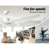 Devanti 64'' Ceiling Fan DC Motor w/Light w/Remote - White - Side View