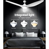 Devanti 64'' Ceiling Fan DC Motor w/Light w/Remote - White - 45-Degree Angle