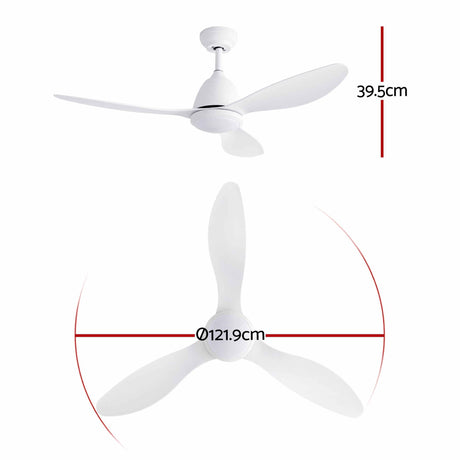 Devanti 48" Ceiling Fan with LED Light Remote Control DC Motor White, LED Lights