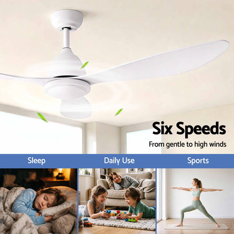 Devanti 48" Ceiling Fan with LED Light Remote Control DC Motor White, image 4
