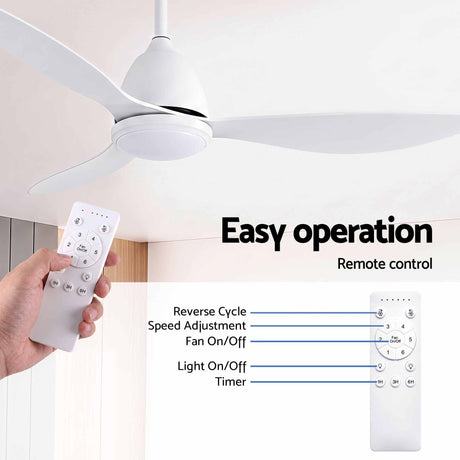 Devanti 48" Ceiling Fan with LED Light Remote Control DC Motor White, image 8