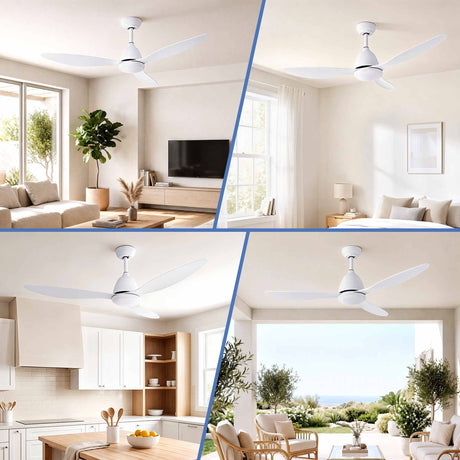 Devanti 48" Ceiling Fan with LED Light Remote Control DC Motor White, image 9