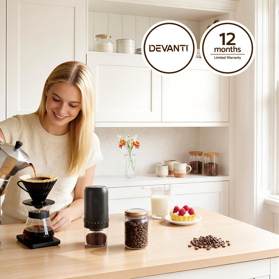 Devanti Electric Coffee Grinder USB-C Rechargeable Portable Coffee Bean Grinder with 40 Precise Grind, image 5