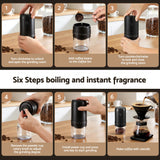 Devanti Electric Coffee Grinder USB-C Rechargeable Portable Coffee Bean Grinder with 40 Precise Grind Settings | Automatic Spice Nut Pepper Grinder Mill with Cleaning Brush & Ground Coffee Container for Home Office Camping Travel, Black - Low Angle