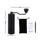 Devanti Manual Coffee Grinder with 24 Adjustable Settings | Hand Coffee Bean Burr Mill for Espresso French Press | Portable Stainless Steel Quiet Grinder with Storage Bag for Travel Camping, Black - Front View