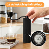 Devanti Manual Coffee Grinder with 24 Adjustable Settings | Hand Coffee Bean Burr Mill for Espresso French Press | Portable Stainless Steel Quiet Grinder with Storage Bag for Travel Camping, Black - Top-Down View