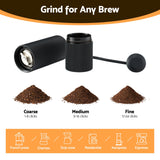 Devanti Manual Coffee Grinder with 24 Adjustable Settings | Hand Coffee Bean Burr Mill for Espresso French Press | Portable Stainless Steel Quiet Grinder with Storage Bag for Travel Camping, Black - 45-Degree Angle
