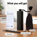 Devanti Manual Coffee Grinder with 24 Adjustable Settings | Hand Coffee Bean Burr Mill for Espresso French Press | Portable Stainless Steel Quiet Grinder with Storage Bag for Travel Camping, Black - Rear View