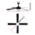 Devanti 52'' Ceiling Fan DC Motor w/Light w/Remote - Black, image 2