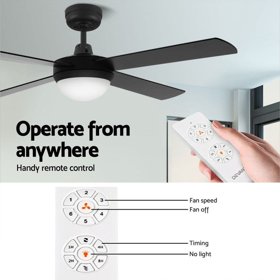 Devanti 52'' Ceiling Fan DC Motor w/Light w/Remote - Black, image 5