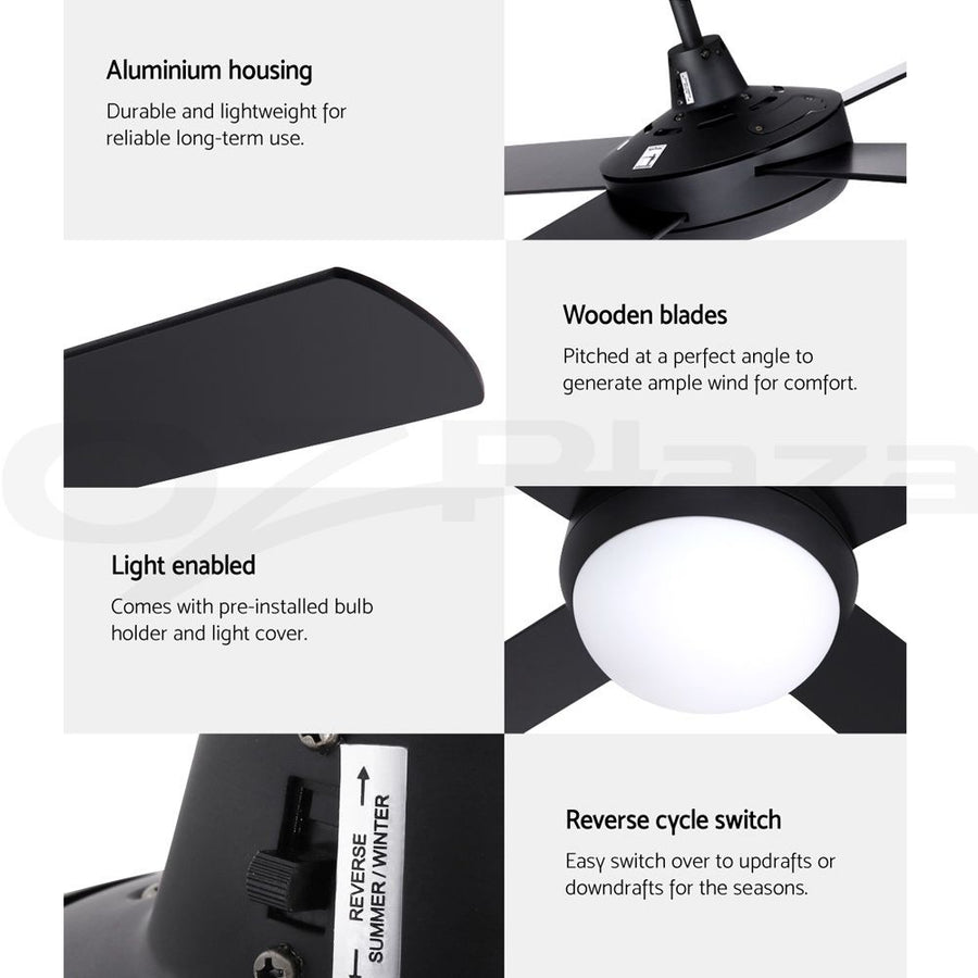 Devanti 52'' Ceiling Fan DC Motor w/Light w/Remote - Black, image 8