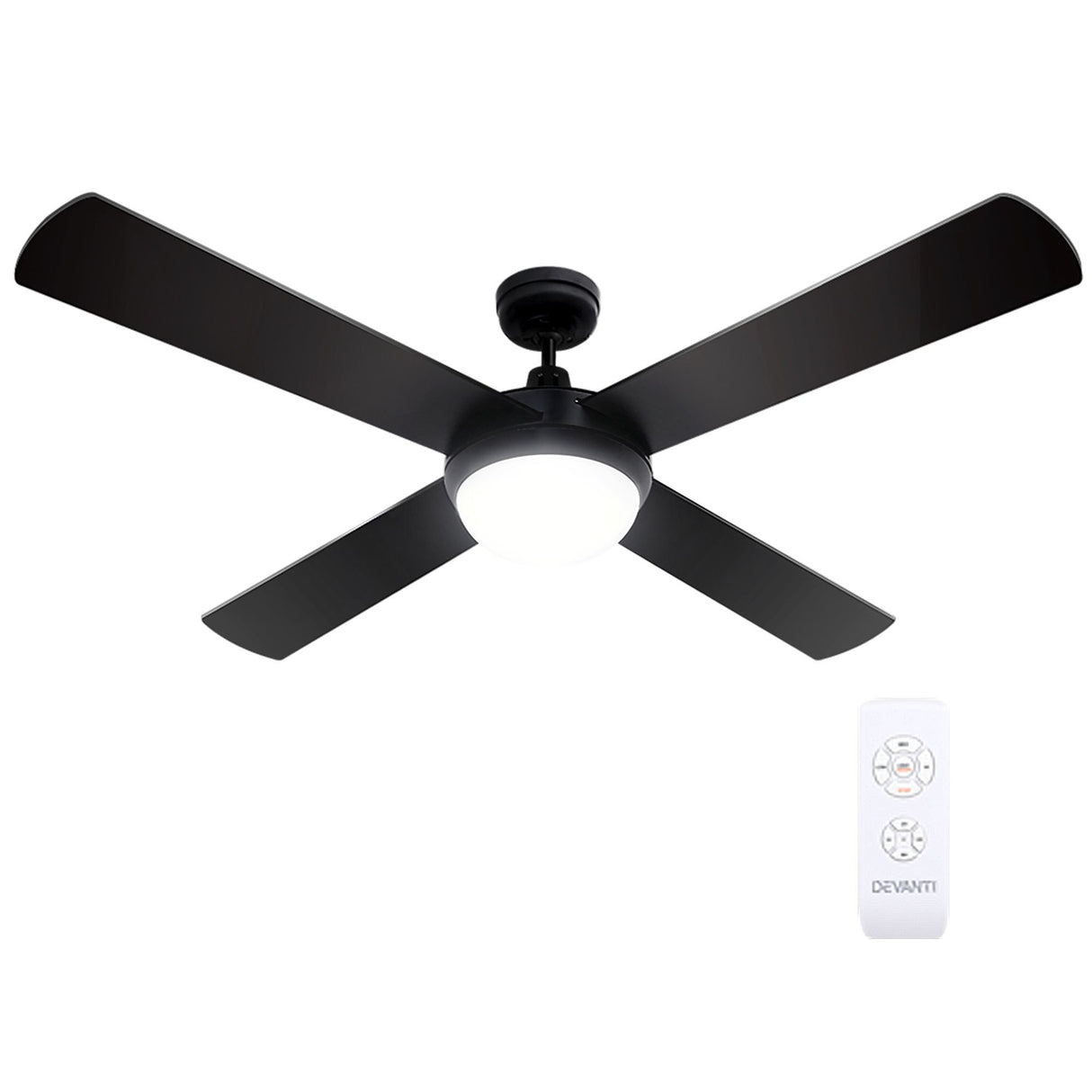 Devanti 52'' Ceiling Fan AC Motor w/Light w/Remote - Black