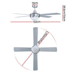 Devanti 52'' Ceiling Fan DC Motor w/Light w/Remote - Silver, image 2