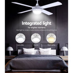 Devanti 52'' Ceiling Fan DC Motor w/Light w/Remote - White, image 5