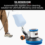 AUCH 17' Commercial Orbital Scrubber & Polisher, Hard Floor Buffer, Carpet Cleaner, 12L Solution Tank, 2 Brushes - Close-Up Angle