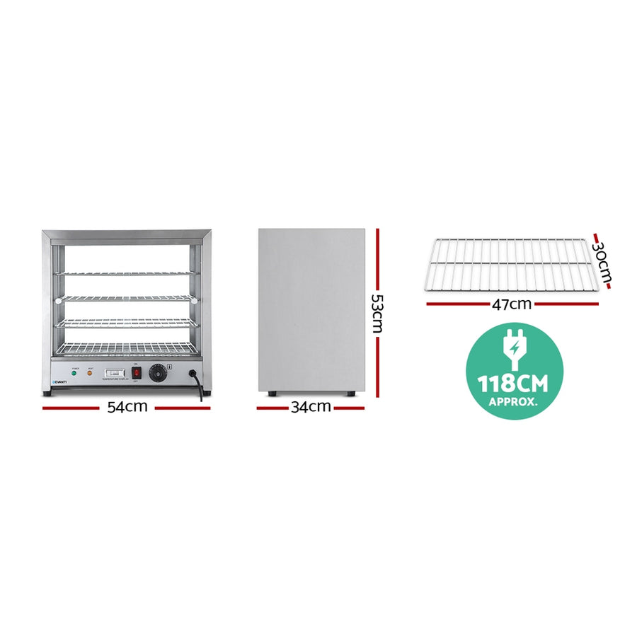 Devanti 4 tier commercial hot food warmer display cabinet 54cm, four stainless steel food trays