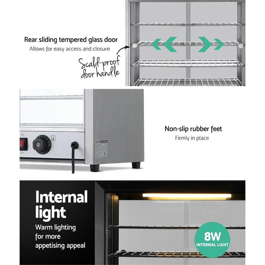 Devanti 4 tier commercial hot food warmer display cabinet 54cm, image 7