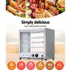 Devanti 4 tier commercial hot food warmer display cabinet 54cm, thermostat control dial