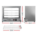 Devanti 64cm commercial hot food warmer display cabinet with 4 trays, rear sliding glass doors