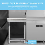 EUROCHEF Left Side Exit Table for Commercial Dishwasher, Stainless Steel for Restaurant, Cafe, Kitchen - Front View