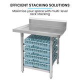 EUROCHEF Left Side Exit Table for Commercial Dishwasher, Stainless Steel for Restaurant, Cafe, Kitchen - Close-Up Angle