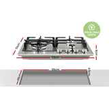 Comfee 60cm Gas Cooktop Stainless Steel 4 Burners Kitchen Stove Cook Top NG LPG - Front View