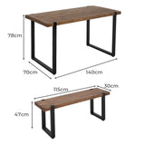 Levede Wooden Dining Sets 1XTable+2X - Front View