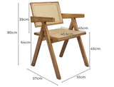 Levede 6x Dining Chair Solid Wood Rattan - Front View