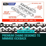 20' Baumr-AG Chainsaw Chain 20in Bar Spare Part Replacement Suits 62CC 66CC Saws - Side View