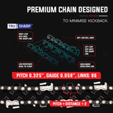 Baumr-AG 22' Premium 0.325' Pitch Commercial Chainsaw Chain Replacement