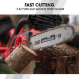 BAUMR-AG 2000W Electric Chainsaw, 16 Inch Oregon Bar and Chain - Side View