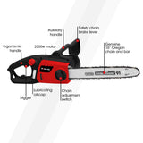 BAUMR-AG 2000W Electric Chainsaw, 16 Inch Oregon Bar and Chain - Close-Up Angle