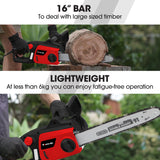 BAUMR-AG 2000W Electric Chainsaw, 16 Inch Oregon Bar and Chain - Top-Down View