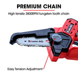 BAUMR-AG SW1 20V Cordless Mini Chainsaw Skin Only, Electric Battery Powered Tree Pruner - Close-Up Angle