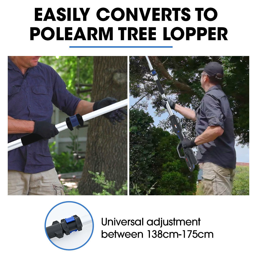 POWERBLADE SW7 20V Cordless Convertible Mini Chainsaw Pole Saw Kit, Telescopic Electric Tree Pruner with Lithium Battery & Fast Charger
