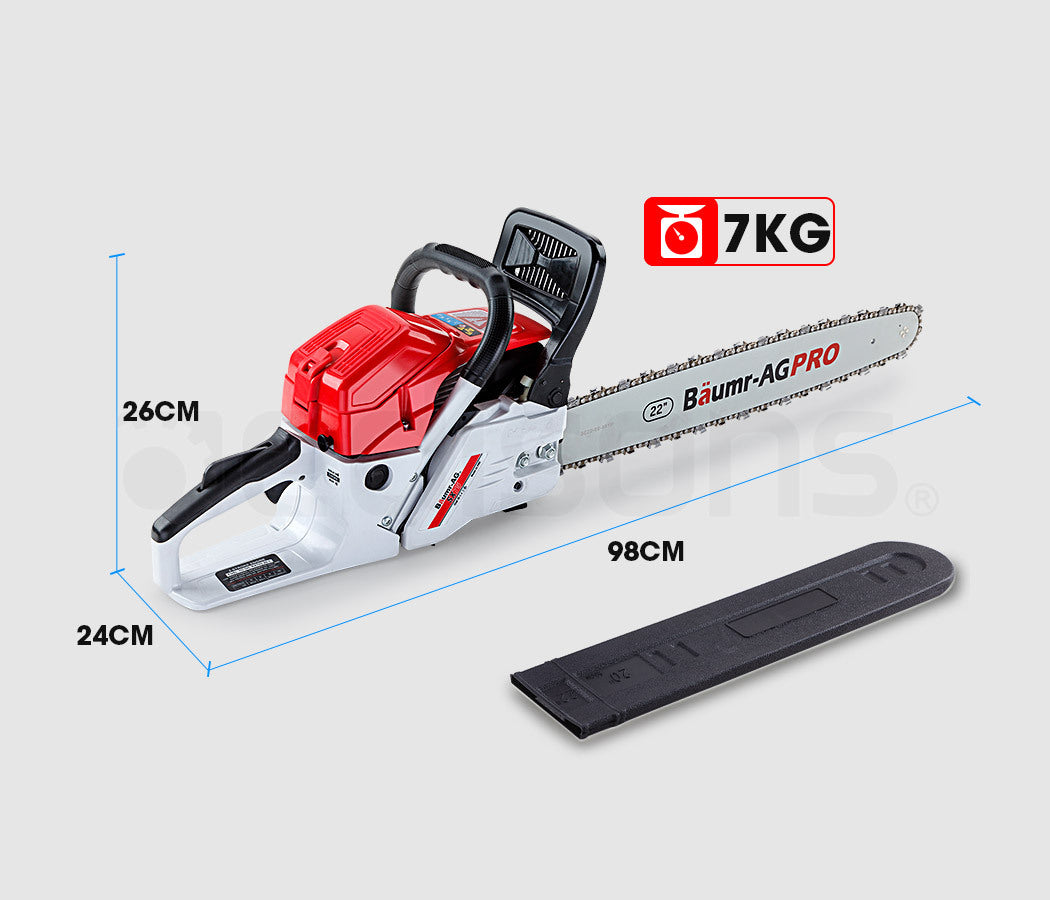 BAUMR-AG Commercial Petrol Chainsaw E-Start 22' Bar Chain Saw Tree Pruning Top Handle