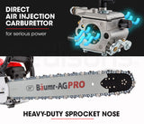 BAUMR-AG Commercial Petrol Chainsaw E-Start 24' Bar Chain Saw Top Handle Tree Pruning - Low Angle