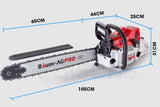 BAUMR-AG Petrol Commercial Chainsaw 24' Bar E-Start Chain Saw Top Handle Pruning - Rear View