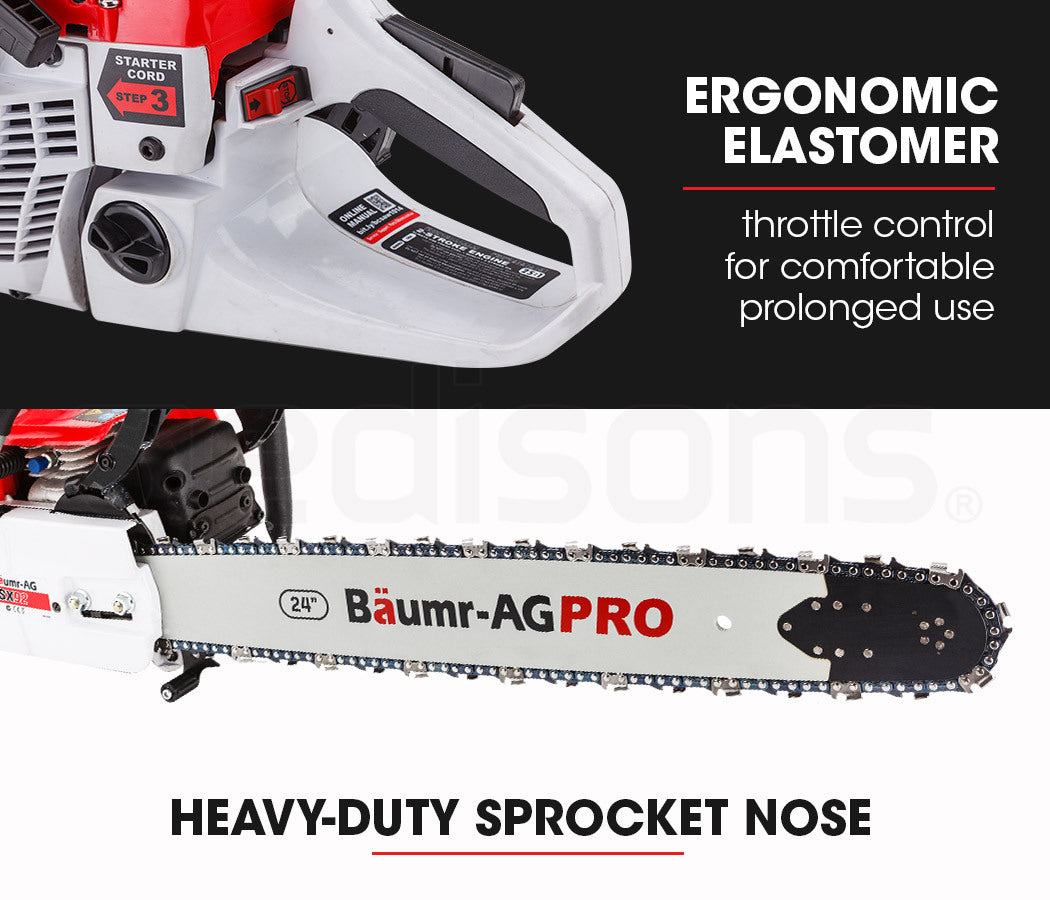 BAUMR-AG Petrol Commercial Chainsaw 24' Bar E-Start Chain Saw Top Handle Pruning