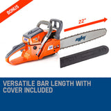 MTM Petrol Commercial Chainsaw 22' Bar E-Start Tree Pruning Chain Saw Top Handle - 45-Degree Angle