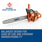 MTM Petrol Commercial Chainsaw 22' Bar Chain Saw E-Start Tree Pruning Top Handle - Top-Down View