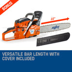 MTM Petrol Commercial Chainsaw 22' Bar Chain Saw E-Start Tree Pruning Top Handle
