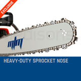 MTM Petrol Commercial Chainsaw 22' Bar Chain Saw E-Start Tree Pruning Top Handle - Close-Up Angle